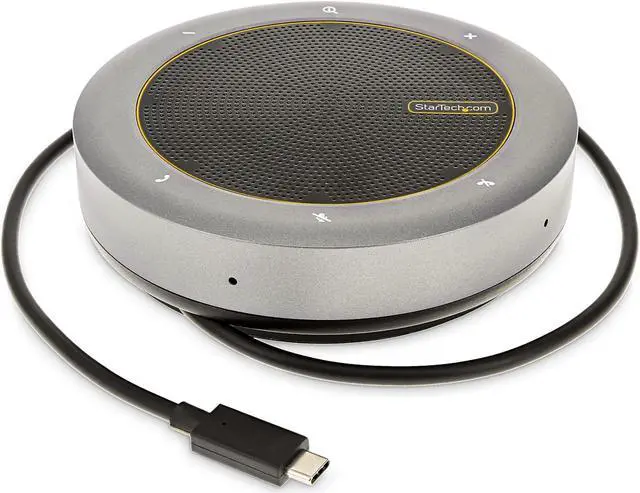 Main image of StarTech.com USB-C Conference Speaker Mini Dock - Portable Boardroom Speaker and Multiport Adapter - USB-C to VGA/4K HDMI, 2x USB-A Hub, Mic/Speaker, Teams/Zoom/Softphone Speakerphone (DKTBRSPMPD)