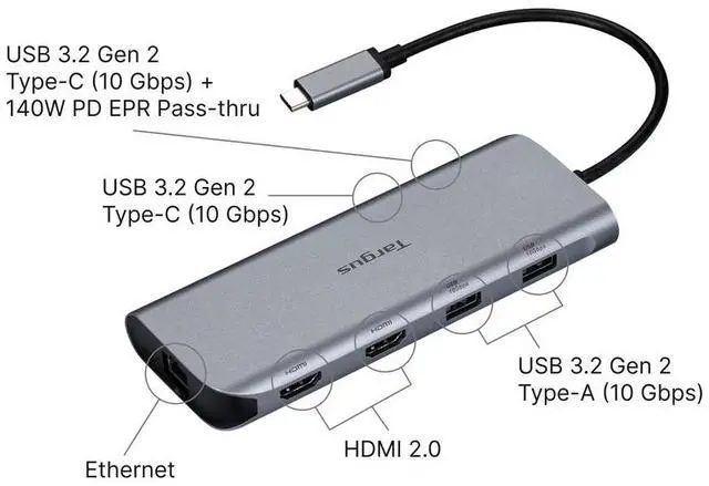 Alt view image 5 of 5 - Targus Silver DOCK427GL Notebook Port Replicators / Docking Stations