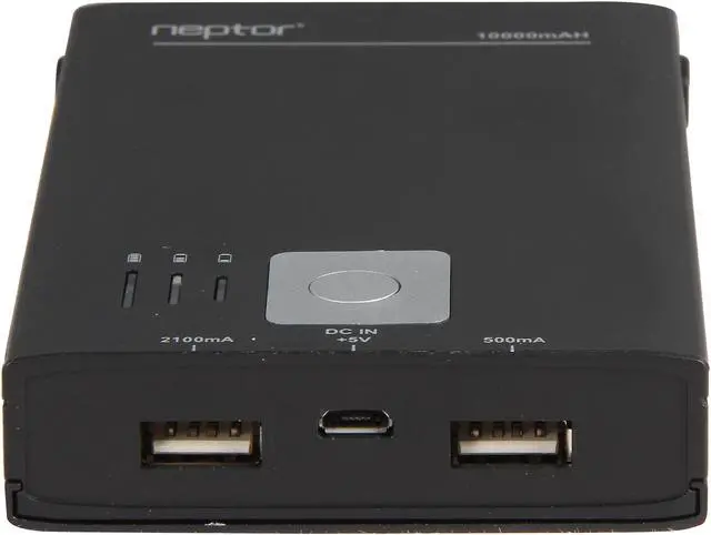 Alt view image 2 of 6 - Eagle Tech Black 10000 mAh External Battery Pack w/ Dual USB for Tablets & Smartphones ET-NP100K-BK