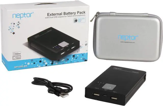 Alt view image 6 of 6 - Eagle Tech Black 10000 mAh External Battery Pack w/ Dual USB for Tablets & Smartphones ET-NP100K-BK