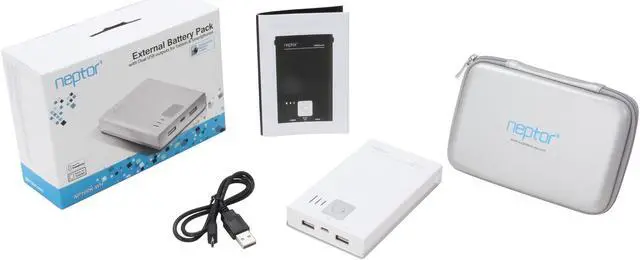 Alt view image 5 of 5 - Eagle Tech White 10000 mAh External Battery Pack w/ Dual USB for Tablets & Smartphones ET-NP100K-WH