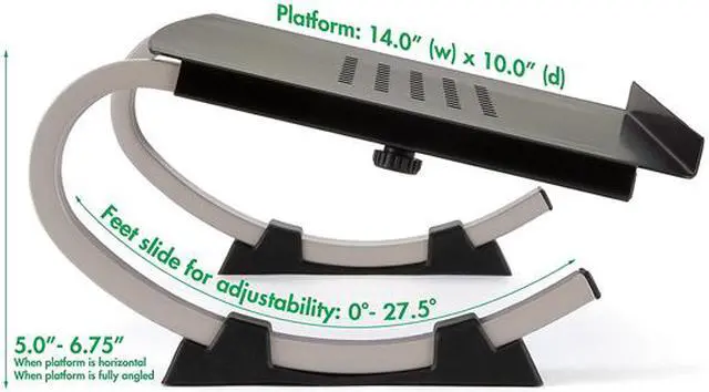 Alt view image 6 of 17 - Allsop Redmond Adjustable Laptop Stand, Vented Curved Sturdy Metal Ergonomic Riser (30498)