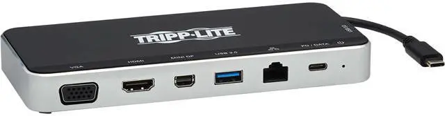 Main image of Tripp Lite Black U442-DOCK16-B USB Dock, Triple Display - 4K HDMI & mDP, VGA, USB 3.2 Gen 1, USB-A/C Hub, GbE, 60W PD Charging