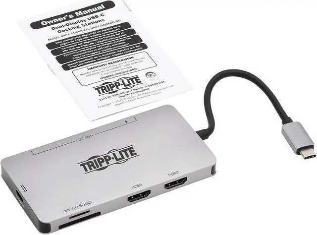Alt view image 2 of 8 - Tripp Lite USB C Dock Dual-Display 4K HDMI USB Hub Memory Card PD Charging