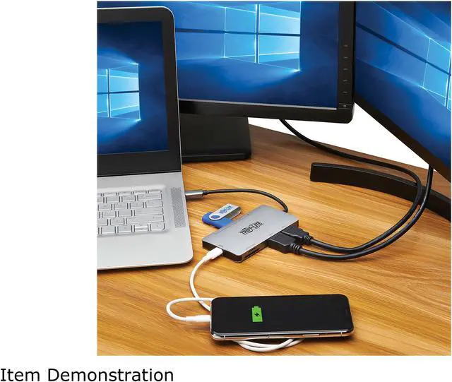 Alt view image 7 of 8 - Tripp Lite USB C Dock Dual-Display 4K HDMI USB Hub Memory Card PD Charging