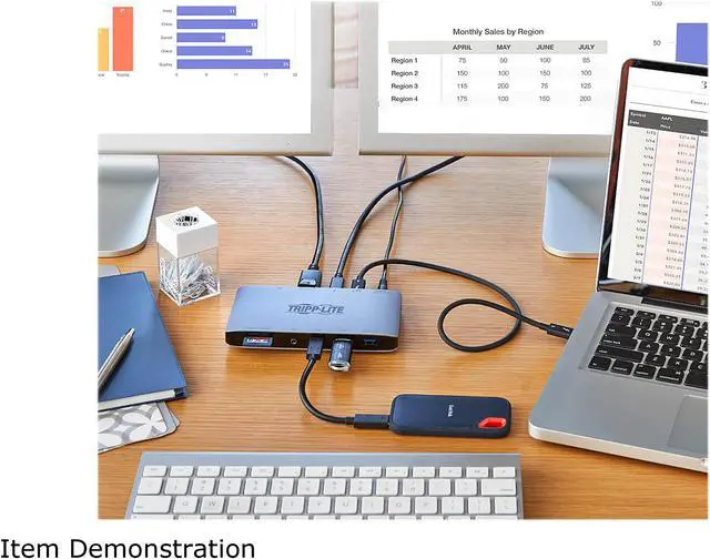 Alt view image 8 of 8 - Tripp Lite Black/Gray MTB3-DOCK-03INT Thunderbolt 3 Dock with USB-C Compatibility, Dual Display - 8K DisplayPort, USB 3.2 Gen 2 10G, USB-A/USB-C Hub, GbE, International Plug Adapters