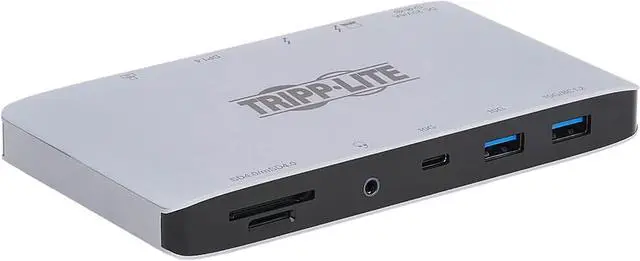 Alt view image 2 of 8 - Tripp Lite Black/Gray MTB3-DOCK-03INT Thunderbolt 3 Dock with USB-C Compatibility, Dual Display - 8K DisplayPort, USB 3.2 Gen 2 10G, USB-A/USB-C Hub, GbE, International Plug Adapters