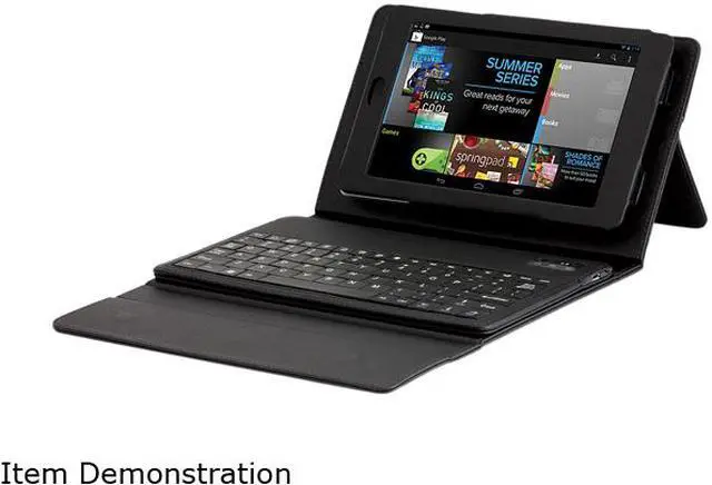 Alt view image 2 of 2 - Hip Street Bluetooth Multimedia Keyboard Leather Portfolio Case for Asus Google Nexus 7 Model HS-ANX7FKBCS-BK