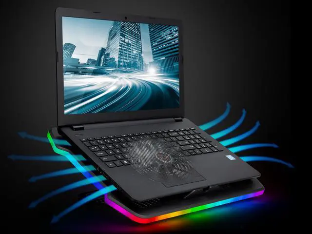 Alt view image 8 of 8 - Rosewill RGB Laptop Cooling Pad, Gaming Laptop Cooler for 17 Inch Laptops, Big Quiet Fan, Adjustable Angles, Lighting Modes, Fan Speed Modes - (RWNB17B)