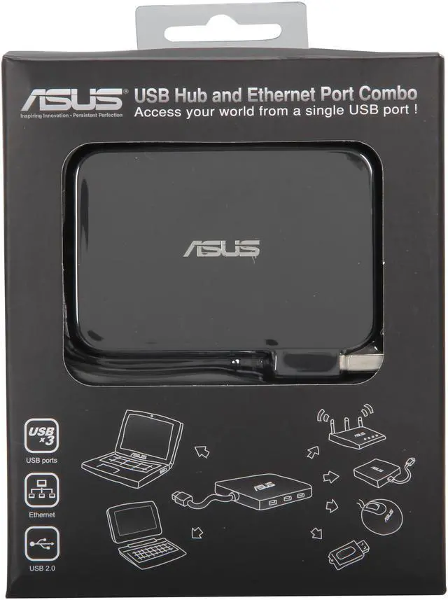 Alt view image 7 of 7 - ASUS Black 90-XB3K00EX00000- ASUS USB Hub and Ethernet Port Combo