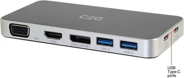 Alt view image 7 of 7 - C2G Cables to Go USB-C Docking Station with HDMI, DisplayPort and VGA (28844)