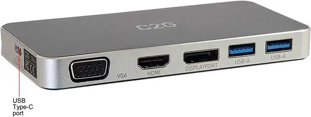 Alt view image 2 of 7 - C2G Cables to Go USB-C Docking Station with HDMI, DisplayPort and VGA (28844)