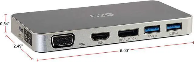 Alt view image 3 of 7 - C2G Cables to Go USB-C Docking Station with HDMI, DisplayPort and VGA (28844)
