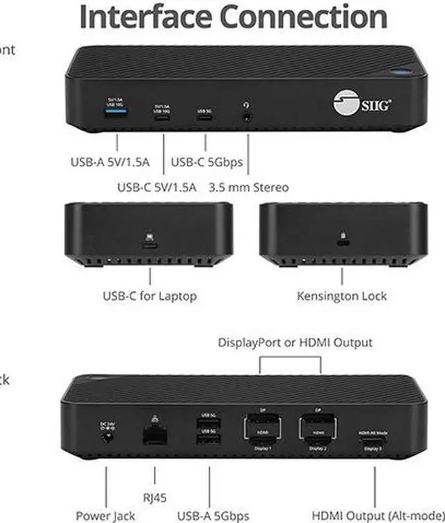 Alt view image 3 of 7 - SIIG Black JU-DK0P11-S1 Notebook Docking Station