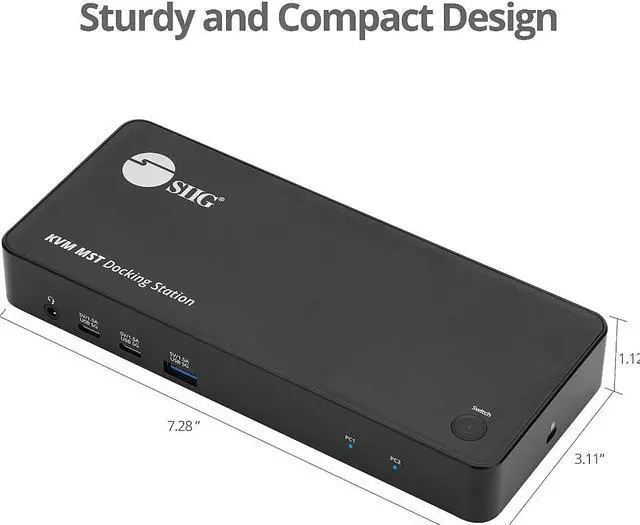 Alt view image 3 of 3 - SIIG Black CE-DK0111-S1 Dual Host 4K USB-C KVM MST Docking Station with PD