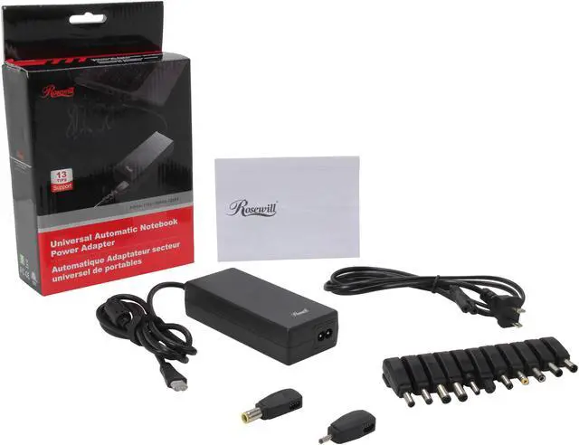 Alt view image 7 of 7 - Rosewill RMNA-12001 - Universal Automatic Notebook 90W Power Adapter with 2-Prong Power Cord