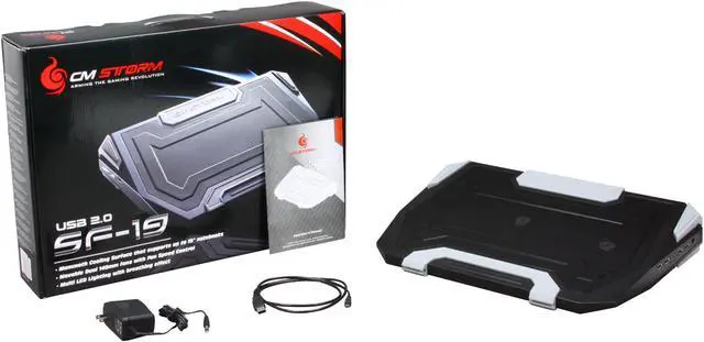 Alt view image 7 of 7 - CM Storm SF-19 - Large Gaming Laptop Cooling Pad with Dual 140 mm Turbine Fans and Multicolor LED Lighting