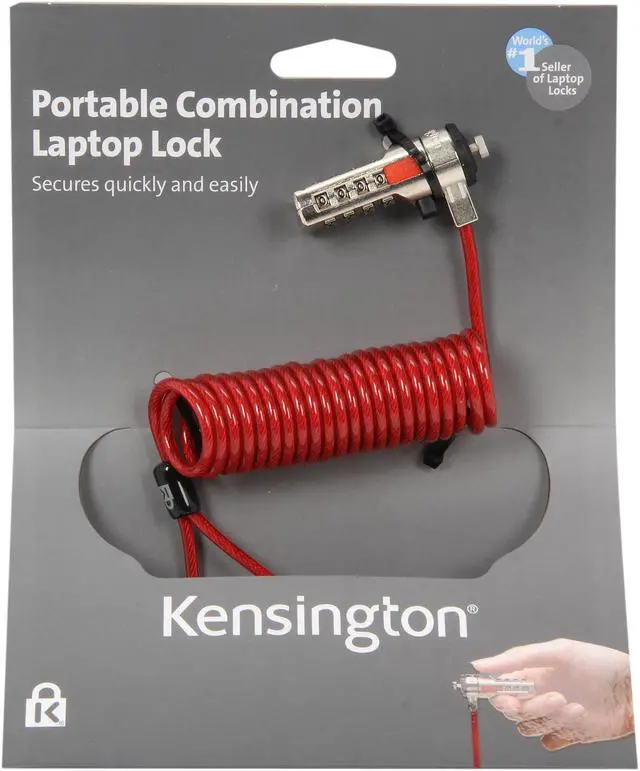 Alt view image 5 of 5 - Kensington Portable Combination Laptop Lock (Red Cable) K64671US