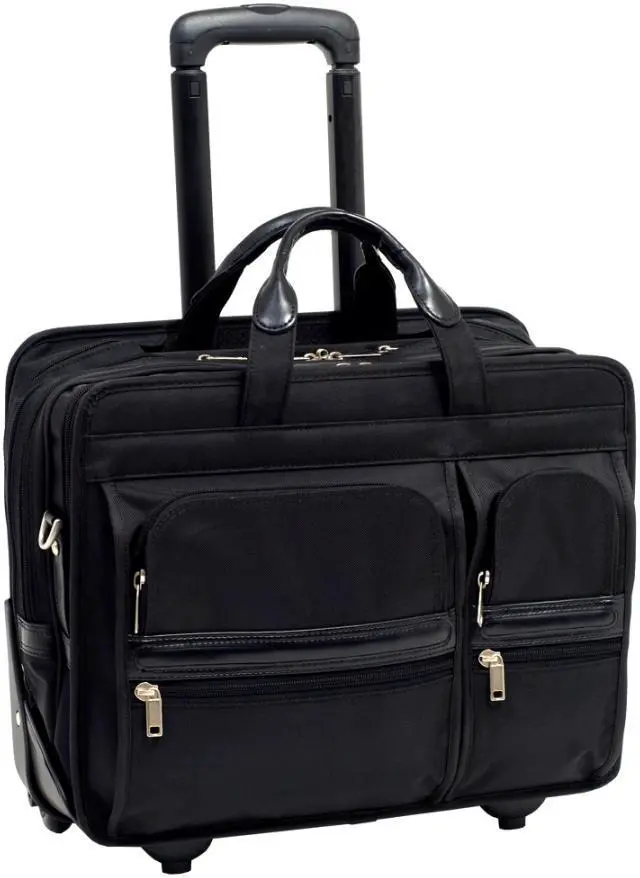 Main image of McKlein Black 17" CLINTON Detachable-Wheeled Laptop Case Model 58445