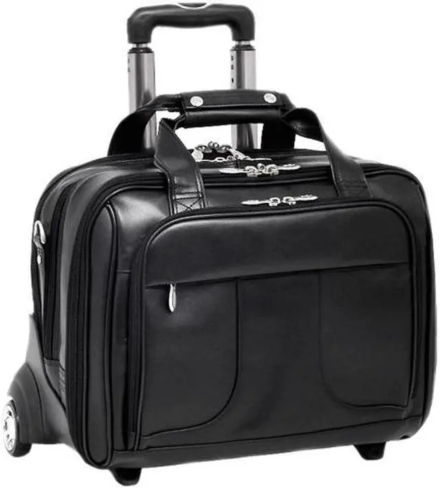 Main image of McKlein Black 17" CHICAGO Detachable-Wheeled Laptop Overnight with Removable Briefcase Model 83585