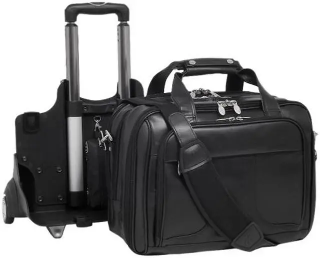 Alt view image 2 of 11 - McKlein Black 17" CHICAGO Detachable-Wheeled Laptop Overnight with Removable Briefcase Model 83585