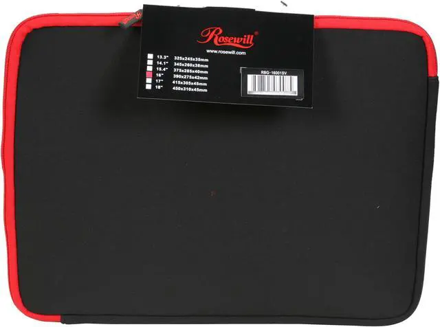 Alt view image 3 of 7 - Rosewill Black/Red 16" Notebook Neoprene Sleeve with AC Adapter Pouch Model RBG-16001SV