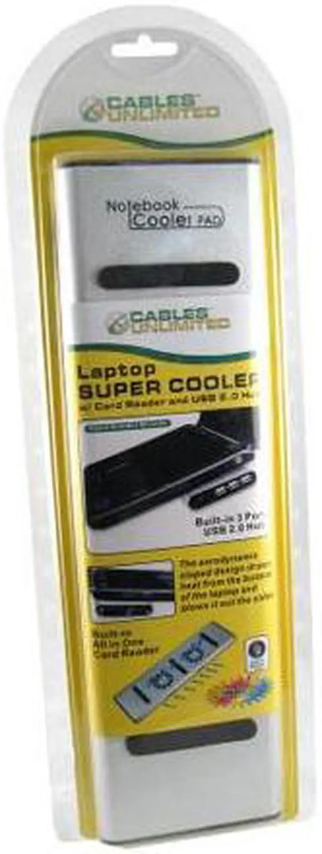 Alt view image 2 of 3 - Cables Unlimited Super Laptop Cooler With 3-port USB 2.0 And Card Reader FAN-NB-COOL2