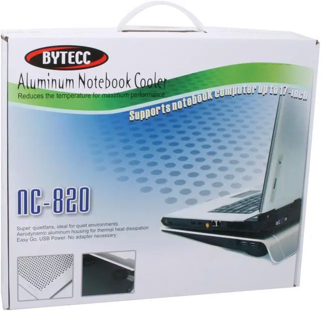 Alt view image 8 of 8 - BYTECC Aluminum Super Quiet Notebook Cooler NC-820/BK