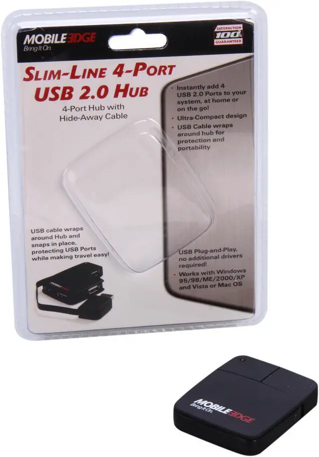 Alt view image 6 of 7 - MOBILE EDGE MEAH04 Slim-Line 4-Port USB 2.0 Hub