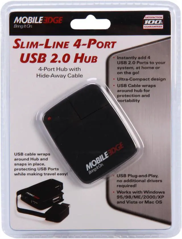 Alt view image 7 of 7 - MOBILE EDGE MEAH04 Slim-Line 4-Port USB 2.0 Hub