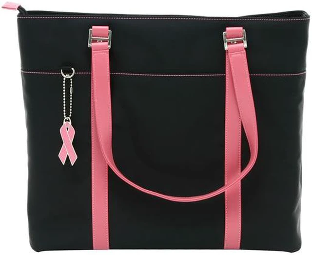 Alt view image 5 of 6 - Mobile Edge - Breast Cancer Awareness MicroFiber 15.6" Tote - Black w/Pink Straps