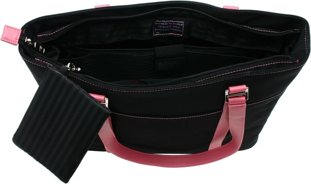 Alt view image 2 of 6 - Mobile Edge - Breast Cancer Awareness MicroFiber 15.6" Tote - Black w/Pink Straps