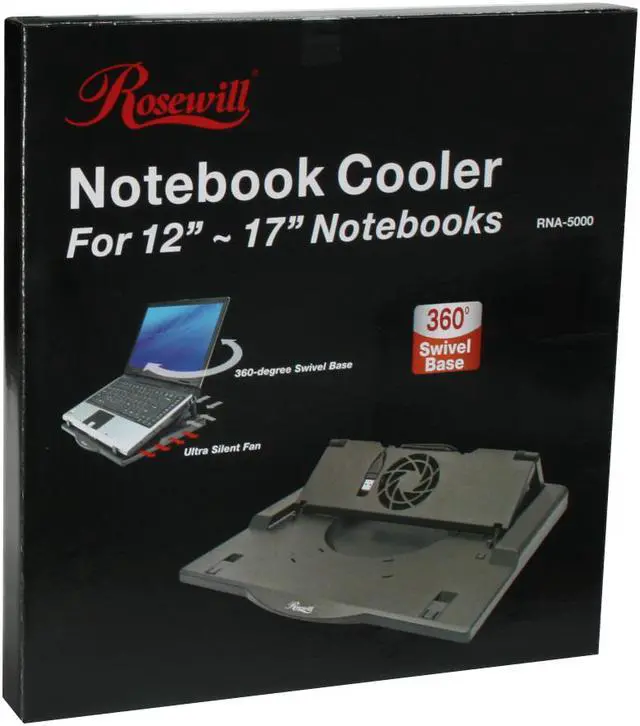 Alt view image 8 of 8 - Rosewill 12"-15.4" Notebook Cooler with 360-degree Swivel Base RNA-5000
