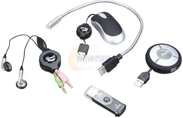Main image of Rosewill Laptop Travel Kit (5 PCs: Mouse, Headset,  Card Reader, USB Hub & Light) RNA-E3010