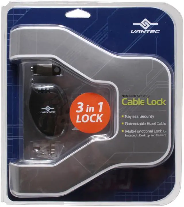 Main image of VANTEC Retractable Notebook Cable Lock Set NBL-S100