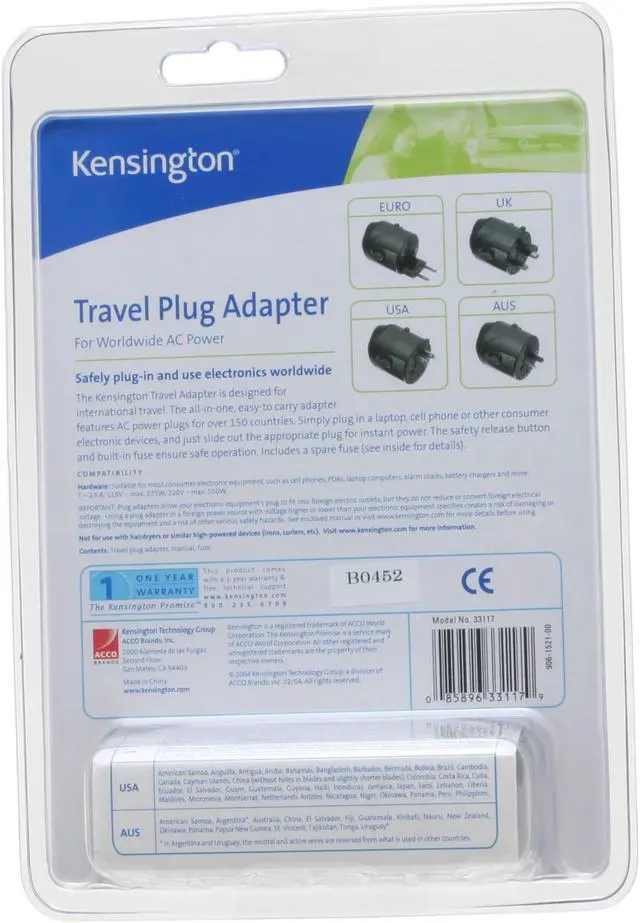 Alt view image 3 of 3 - Kensington 33117 International All-in-One Travel Plug Adapter