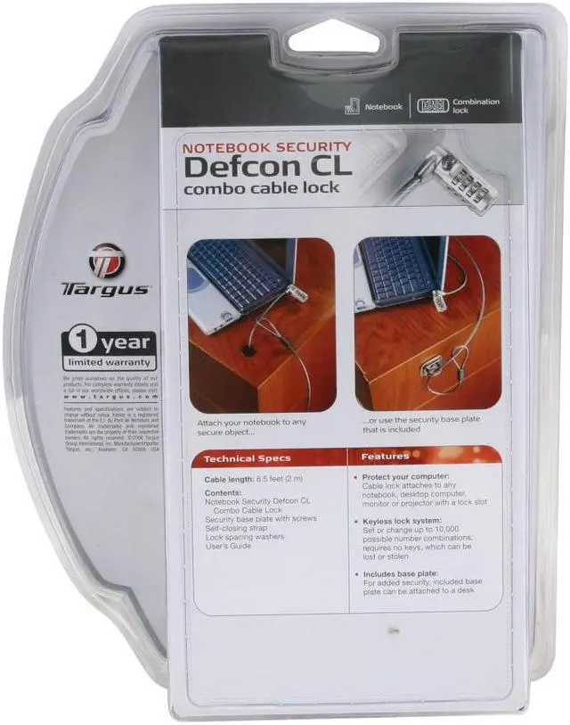 Alt view image 4 of 4 - Targus DEFCON® T-Lock Resettable Combo Cable Lock - PA410U