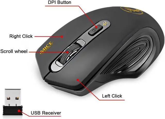 Alt view image 2 of 7 - iMice Wireless Mouse 4 Buttons 2000DPI Mause 2.4G Optical USB Silent Mouse Ergonomic Mice Wireless For Laptop PC Computer Mouse