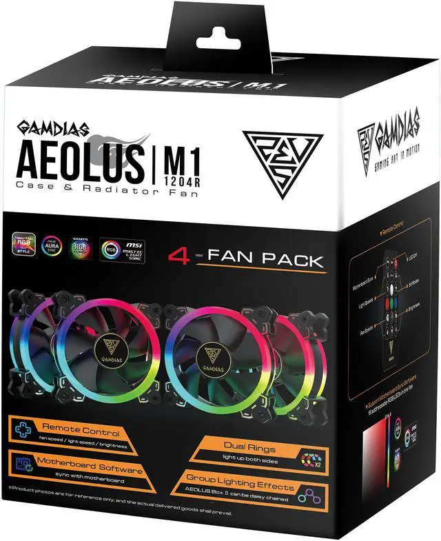 Alt view image 2 of 2 - GAMDIAS AEOLUS M1-1204R 120MM RGB 4 in 1 Fan Pack with Controller and Remote, 4-Pack.
