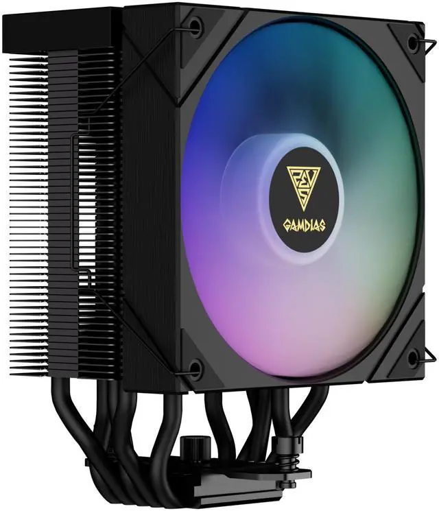 Alt view image 2 of 9 - Gamdias Boreas M2-51D ARGB CPU Air Cooler with Digital Display, 5 Copper Heat Pipes, 120mm Hydraulic Bearing PWM ARGB Fan, Support LGA 1700/1151/1150/1155/1156/1200/2011/2066/AM5/AM4