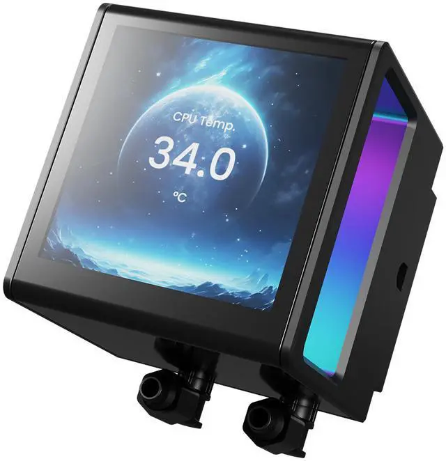 Alt view image 4 of 12 - GAMDIAS CHIONE P5-360 Liquid CPU Cooler, 360mm AIO w/Customizable 3.4" IPS LCD, Rotatable Magnetic Pump, Hidden Cable Fan (Daisy-Chained), Support PWM & ARGB MB Sync, Intel LGA 1851; AMD AM5, Black