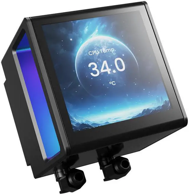 Alt view image 5 of 12 - GAMDIAS CHIONE P5-360 Liquid CPU Cooler, 360mm AIO w/Customizable 3.4" IPS LCD, Rotatable Magnetic Pump, Hidden Cable Fan (Daisy-Chained), Support PWM & ARGB MB Sync, Intel LGA 1851; AMD AM5, Black