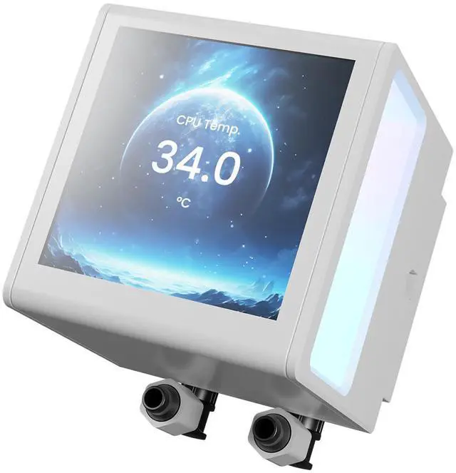 Alt view image 4 of 12 - GAMDIAS CHIONE P5-360 Liquid CPU Cooler, 360mm AIO w/Customizable 3.4" IPS LCD, Rotatable Magnetic Pump, Hidden Cable Fan (Daisy-Chained), Support PWM & ARGB MB Sync, Intel LGA 1851; AMD AM5, White