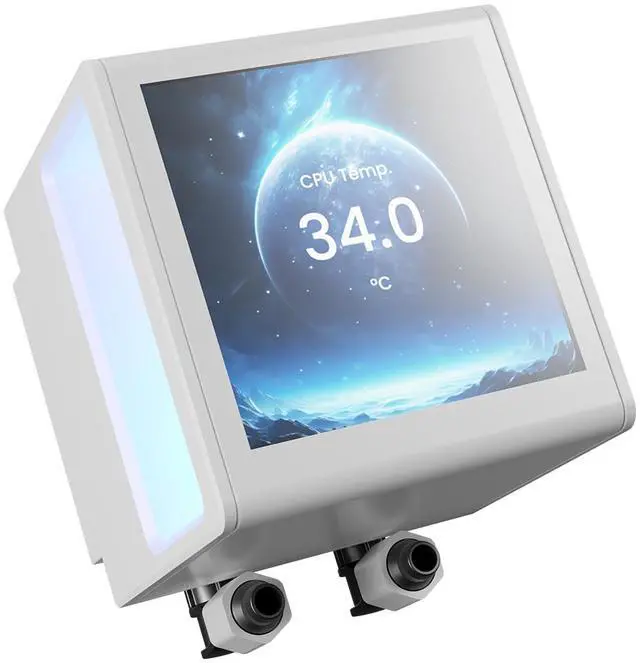 Alt view image 5 of 12 - GAMDIAS CHIONE P5-360 Liquid CPU Cooler, 360mm AIO w/Customizable 3.4" IPS LCD, Rotatable Magnetic Pump, Hidden Cable Fan (Daisy-Chained), Support PWM & ARGB MB Sync, Intel LGA 1851; AMD AM5, White