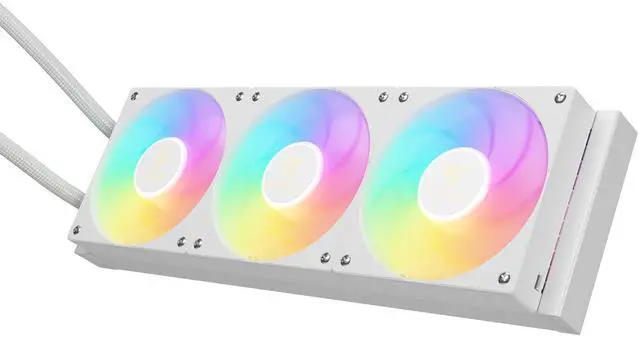 Alt view image 6 of 12 - GAMDIAS CHIONE P5-360 Liquid CPU Cooler, 360mm AIO w/Customizable 3.4" IPS LCD, Rotatable Magnetic Pump, Hidden Cable Fan (Daisy-Chained), Support PWM & ARGB MB Sync, Intel LGA 1851; AMD AM5, White