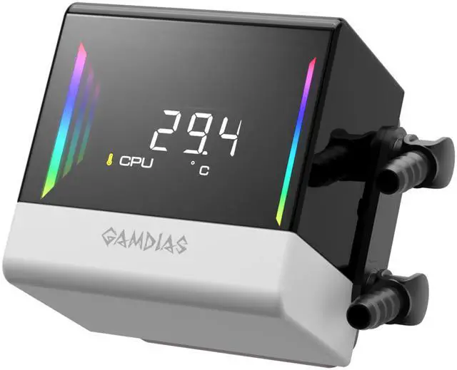 Alt view image 2 of 11 - GAMDIAS CHIONE E4 360mm V2 AIO CPU Cooler & ARGB Liquid Cooler with Digital Display, 2600 RPM Pump, Clean Cable Design, 3X 120mm PWM Fan with MOBO Sync, Intel LGA 1700/1200, AMD AM5/AM4 - White