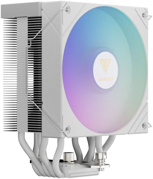 Alt view image 2 of 9 - Gamdias Boreas M2-51D White ARGB CPU Air Cooler with Digital Display, 5 Copper Heat Pipes, 120mm Hydraulic Bearing PWM ARGB Fan, Support LGA 1700/1151/1150/1155/1156/1200/2011/2066/AM5/AM4