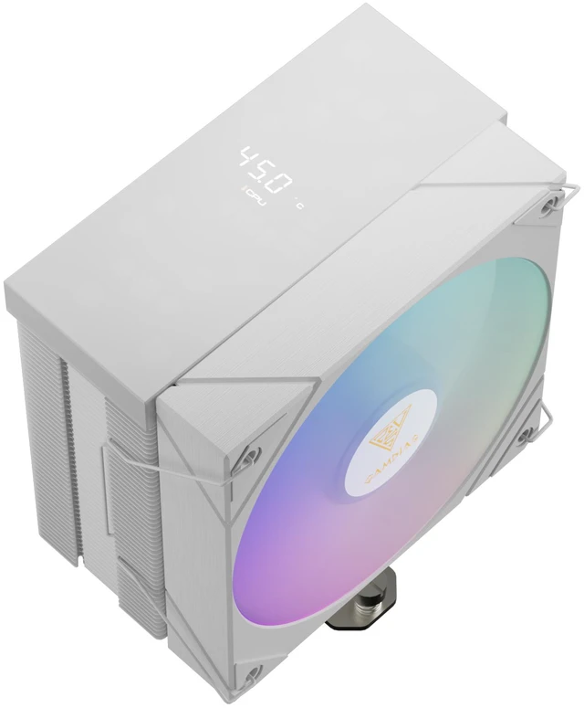 Alt view image 3 of 9 - Gamdias Boreas M2-51D White ARGB CPU Air Cooler with Digital Display, 5 Copper Heat Pipes, 120mm Hydraulic Bearing PWM ARGB Fan, Support LGA 1700/1151/1150/1155/1156/1200/2011/2066/AM5/AM4