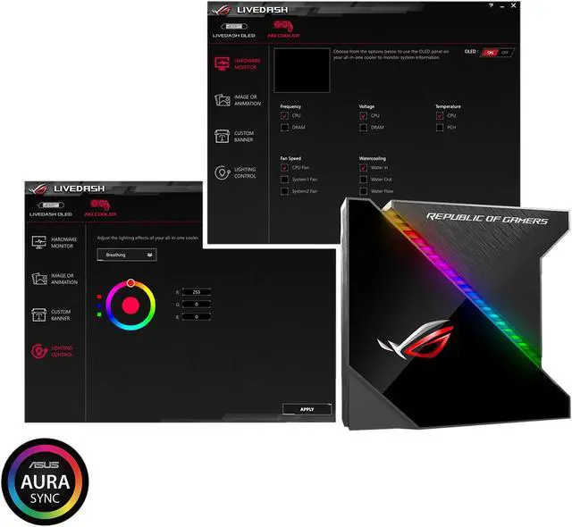 Alt view image 4 of 5 - ASUS ROG Ryujin 240 RGB AIO Liquid CPU Cooler 240mm Radiator (Dual 120mm 4-pin Noctua iPPC PWM Fans) with LIVEDASH OLED Panel and FanXpert Controls LGA 1700 Compatible