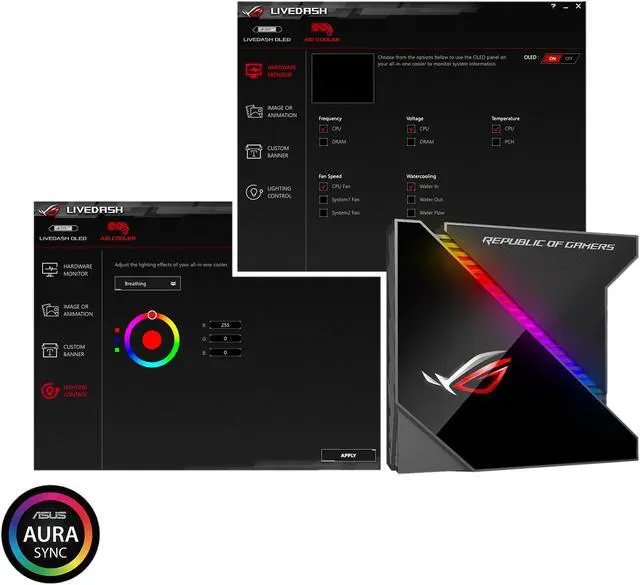 Alt view image 4 of 5 - ASUS ROG Ryujin 360 RGB AIO Liquid CPU Cooler 360mm Radiator (Three 120mm 4-pin Noctua iPPC PWM Fans) with LIVEDASH OLED Panel and FanXpert Controls